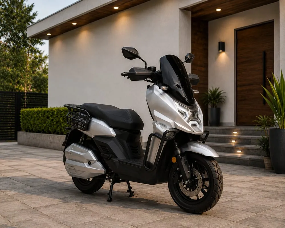 S3 Bikes TANK4 parked outside a house