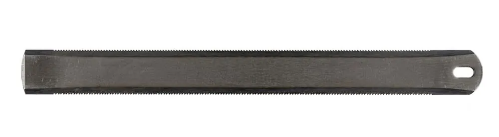 A double-edged hacksaw blade